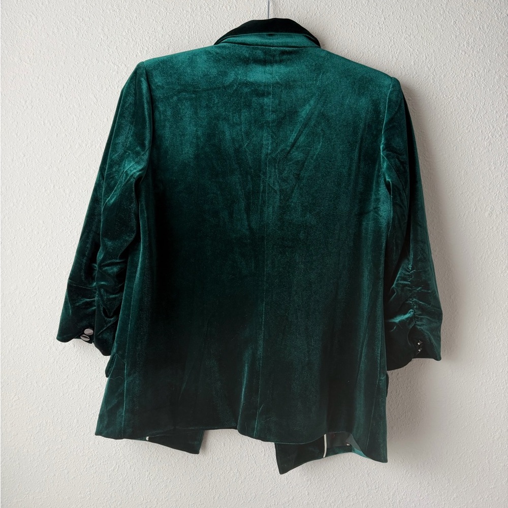 Skies are Blue Velvet Open-Front Blazer Jacket - Picture 8 of 9